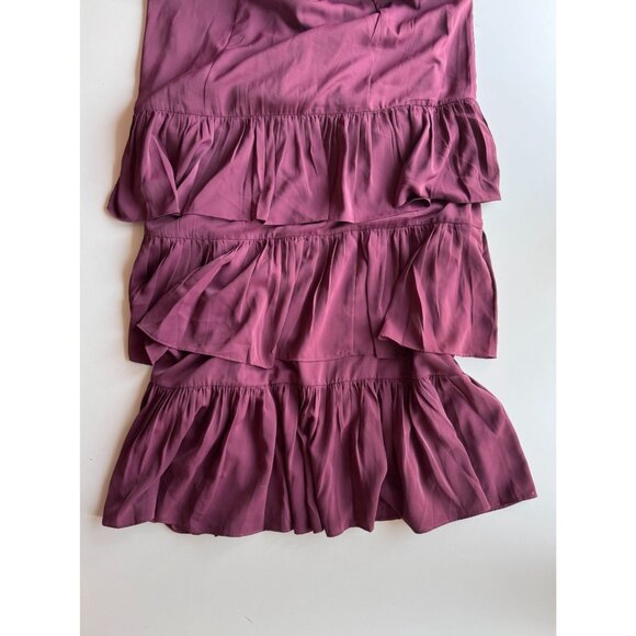 ABERCROMBIE & FITCH Purple Satin Ruffle Tiered Maxi Dress, Size L - Picture 4 of 7